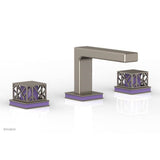 Phylrich - Polished Brass Uncoated (Living Finish) Jolie Widespread Lavatory Faucet With Rectangular Low Spout - Polished Brass Uncoated with Purple