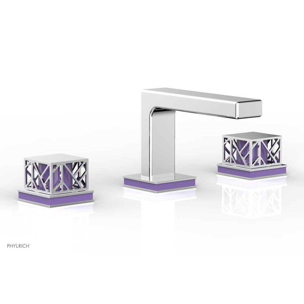 Phylrich - Matte Black Jolie Widespread Lavatory Faucet With Rectangular Low Spout, Square Cutaway Handles, And Purple Accents - 1.2GPM - Matte Black with Purple