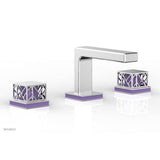 Phylrich - Matte Black Jolie Widespread Lavatory Faucet With Rectangular Low Spout, Square Cutaway Handles, And Purple Accents - 1.2GPM - Matte Black with Purple