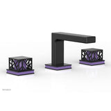 Phylrich - Satin Brass Jolie Widespread Lavatory Faucet With Rectangular Low Spout, Square Cutaway Handles, And Purple Accents - 1.2GPM - Satin Brass with Purple