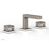 Phylrich - Satin Brass Jolie Widespread Lavatory Faucet With Rectangular Low Spout, Square Cutaway Handles, And Gloss White Accents - 1.2GPM - Satin Brass