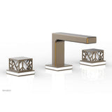 Phylrich - Polished Nickel Jolie Widespread Lavatory Faucet With Rectangular Low Spout, Square Cutaway Handles, And Gloss White Accents - 1.2GPM - Polished Nickel