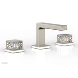 Phylrich - Polished Brass Jolie Widespread Lavatory Faucet With Rectangular Low Spout, Square Cutaway Handles, And Gloss White Accents - 1.2GPM - Polished Brass