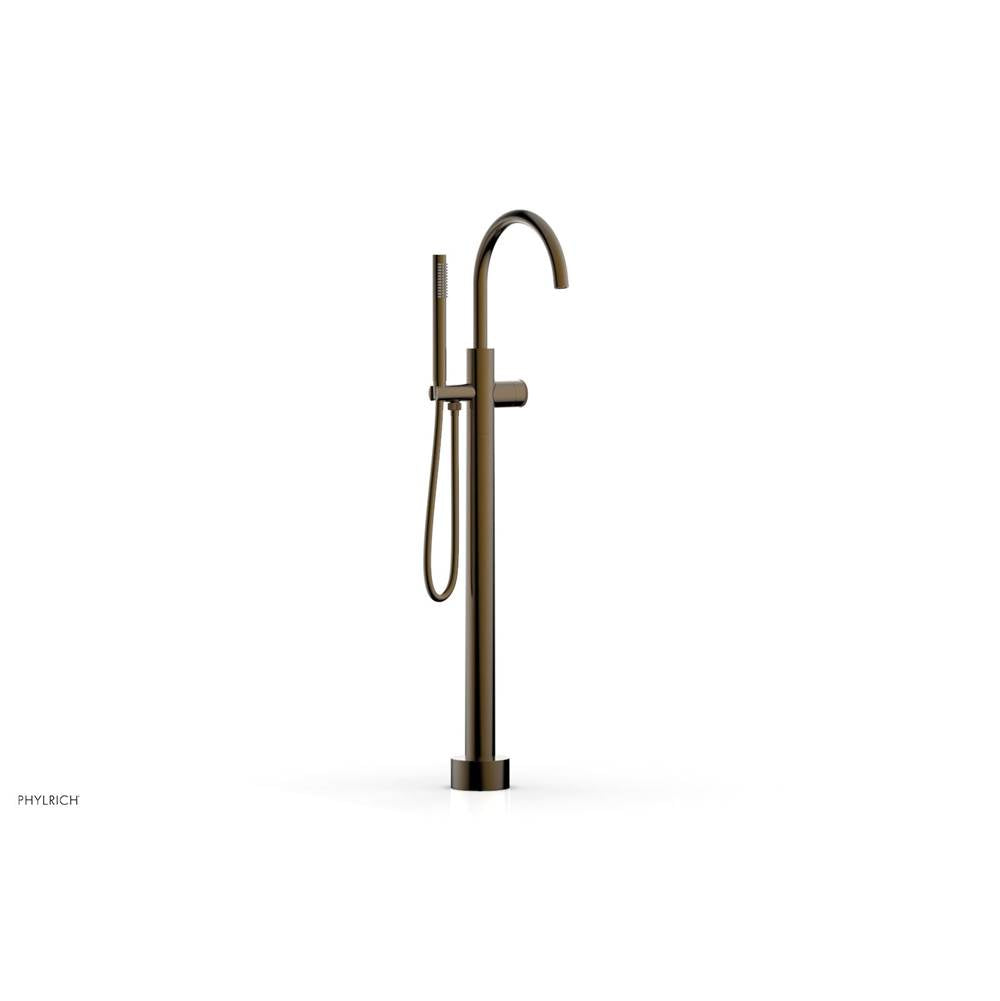 Phylrich - Floor Mounted Tub Filler Knurled Hdl W/Handshwr-Tall - Antique Brass