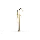 Phylrich - Floor Mounted Tub Filler Knurled Hdl W/Handshwr-Tall - Satin Brass