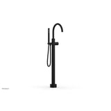 Phylrich - Floor Mounted Tub Filler Knurled Hdl W/Handshwr-Tall - Matte Black