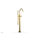 Phylrich - Floor Mounted Tub Filler Knurled Hdl W/Handshwr-Tall - Polished Gold