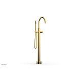 Phylrich - Floor Mounted Tub Filler Knurled Hdl W/Handshwr-Tall - Satin Gold