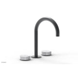 Phylrich - CIRC - Widespread Faucet - High Spout, White Marble Handles, Push-to-Close Drain - Gunmetal Grey