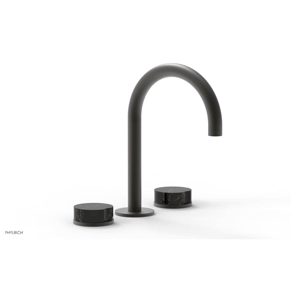 Phylrich - CIRC - Widespread Faucet - High Spout, Black Marble Handles, Push-to-Close Drain - Oil Rubbed Bronze