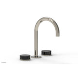 Phylrich - CIRC - Widespread Faucet - High Spout, Black Marble Handles, Push-to-Close Drain - Polished Nickel