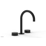 Phylrich - CIRC - Widespread Faucet - High Spout, Black Marble Handles, Push-to-Close Drain - Matte Black