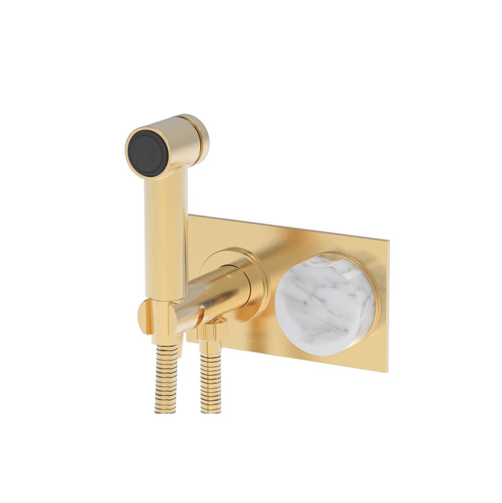 Phylrich - Wall Monted Bidet, White Marble Handle - Satin Brass