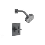 Phylrich - CROI - Pressure Balance Shower Set - Cross Handle - Gun Metal