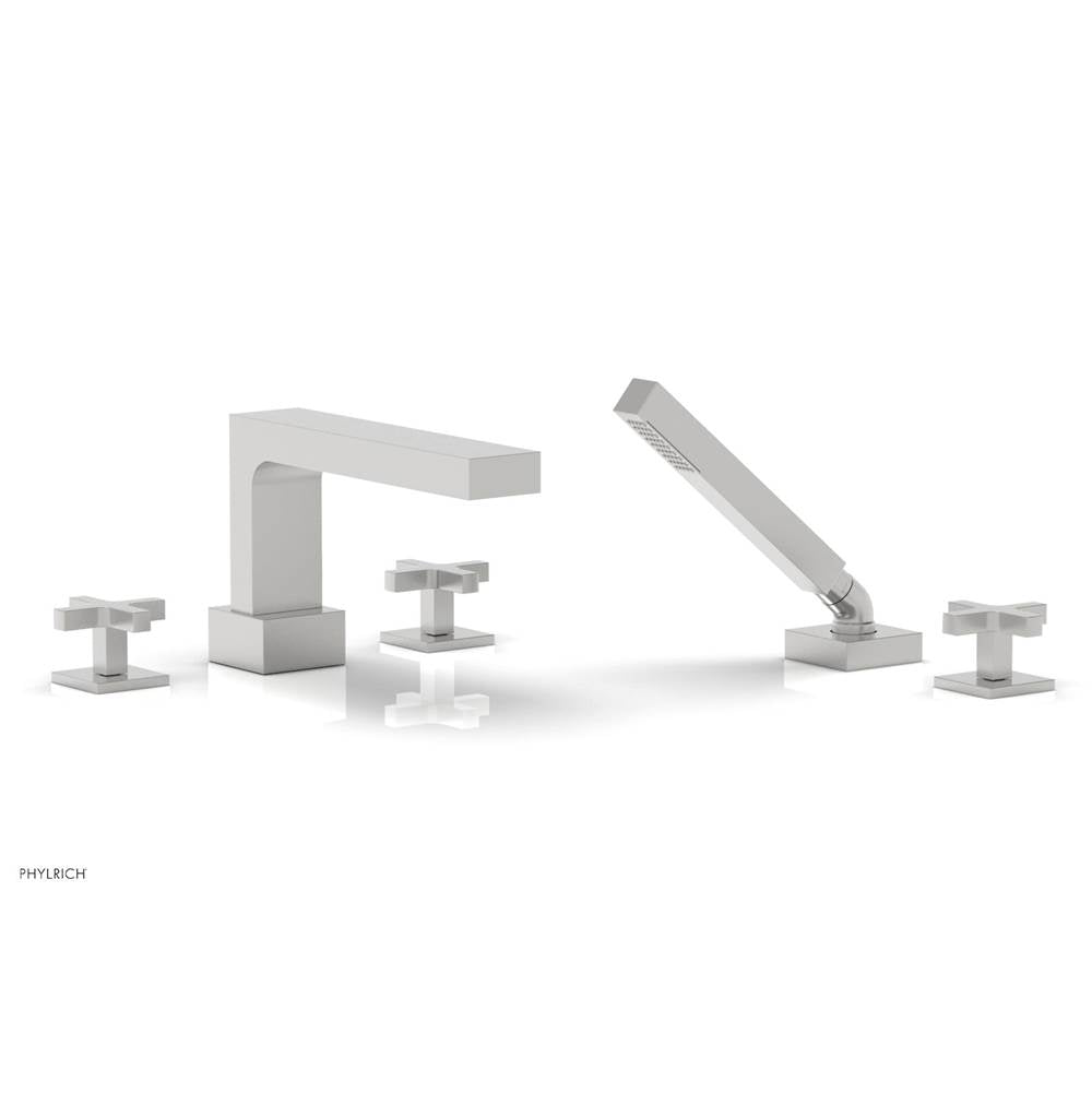 Phylrich - CROI - Deck Tub Set with Hand Shower - Cross Handles - Satin chrome
