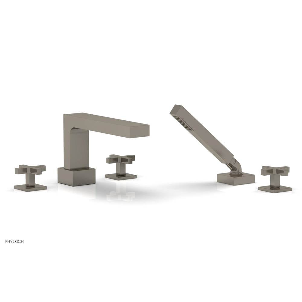 Phylrich - CROI - Deck Tub Set with Hand Shower - Cross Handles - Pewter