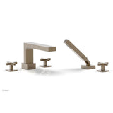 Phylrich - CROI - Deck Tub Set with Hand Shower - Cross Handles - Antique Brass