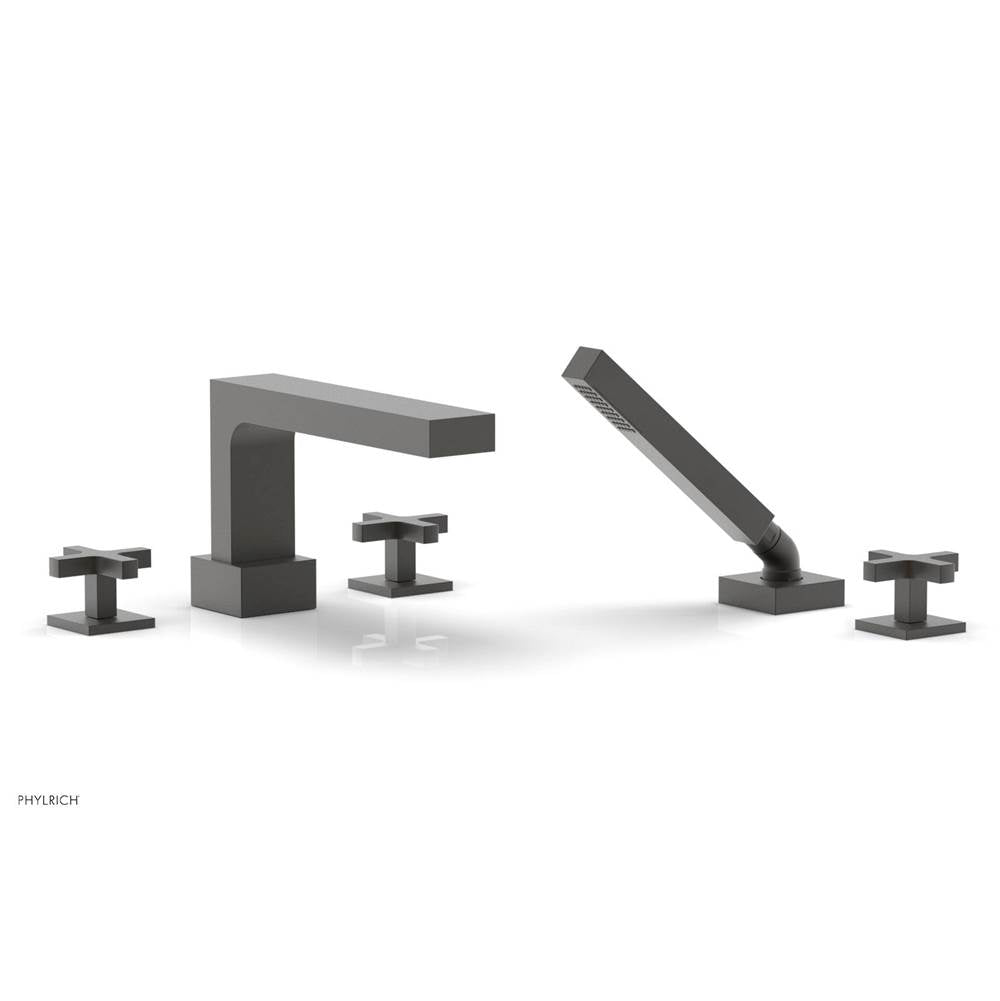 Phylrich - CROI - Deck Tub Set with Hand Shower - Cross Handles - Oil Rubbed Bronze
