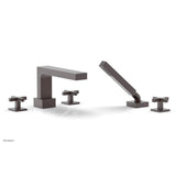 Phylrich - CROI - Deck Tub Set with Hand Shower - Cross Handles - Weathered Copper