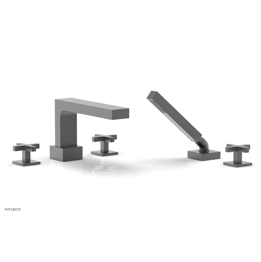 Phylrich - CROI - Deck Tub Set with Hand Shower - Cross Handles - Gun Metal