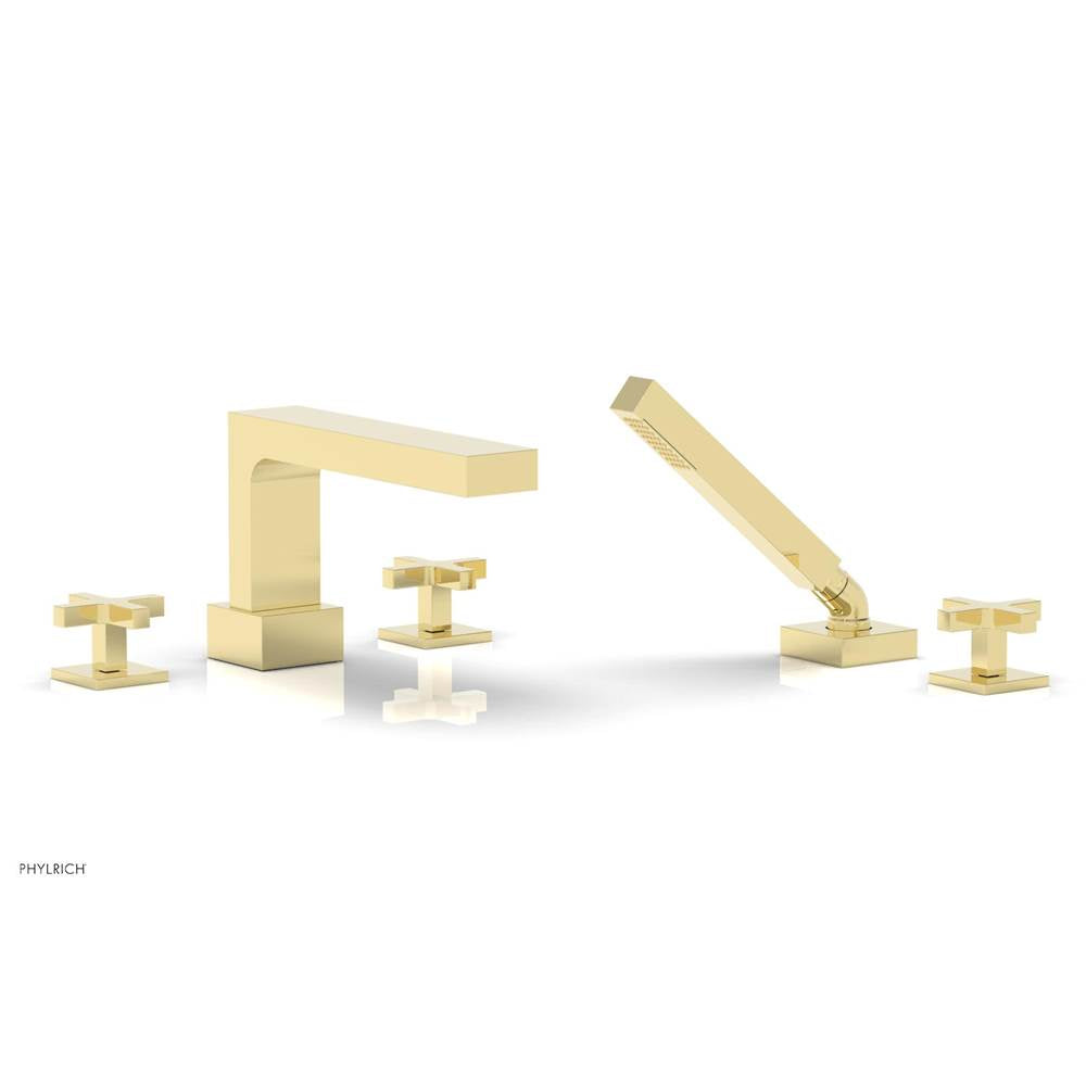 Phylrich - CROI - Deck Tub Set with Hand Shower - Cross Handles - Polished Brass