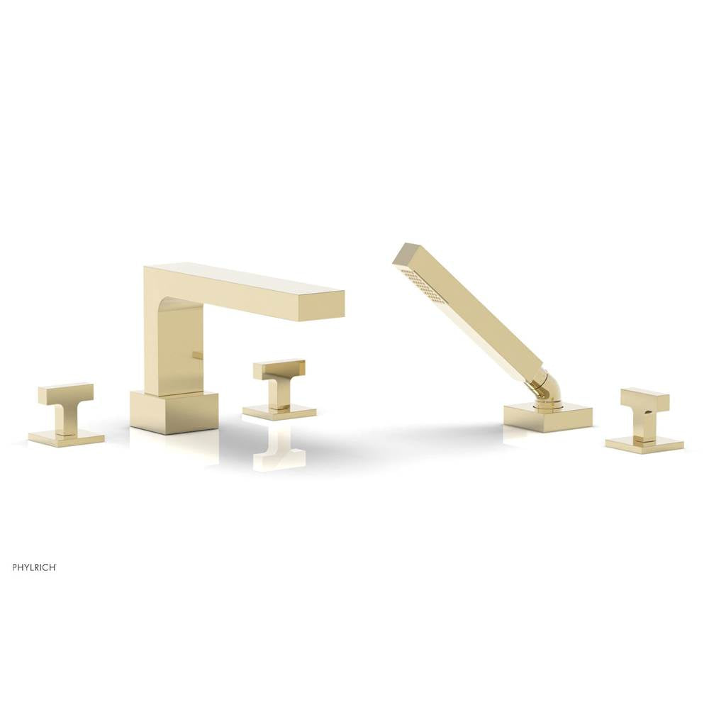 Phylrich - CROI - Deck Tub Set with Hand Shower - Lever Handles - Polished Brass Uncoated