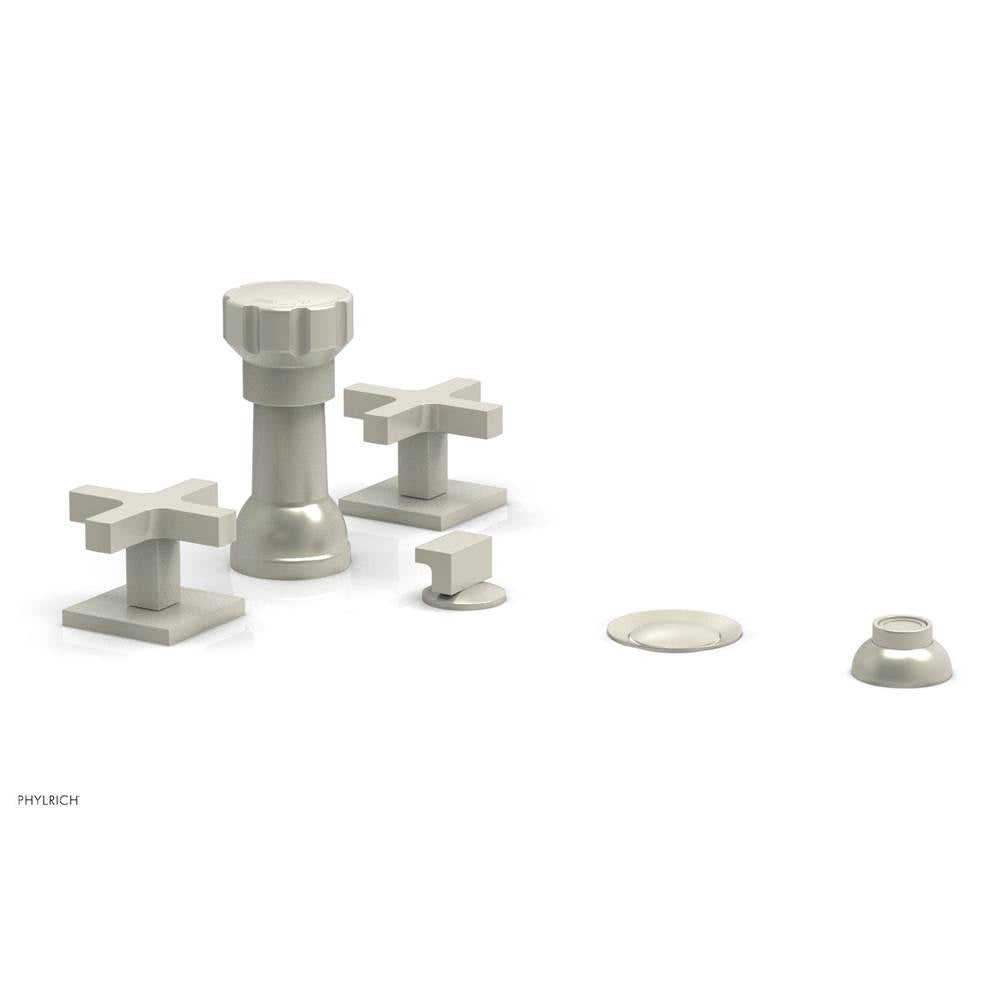 Phylrich - CROI - Four Hole Bidet Set - Cross Handles - Burnished Nickel