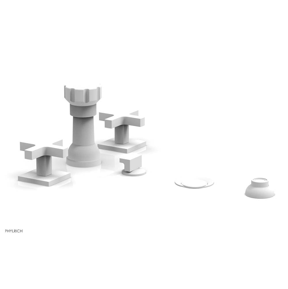 Phylrich - CROI - Four Hole Bidet Set - Cross Handles - Satin White