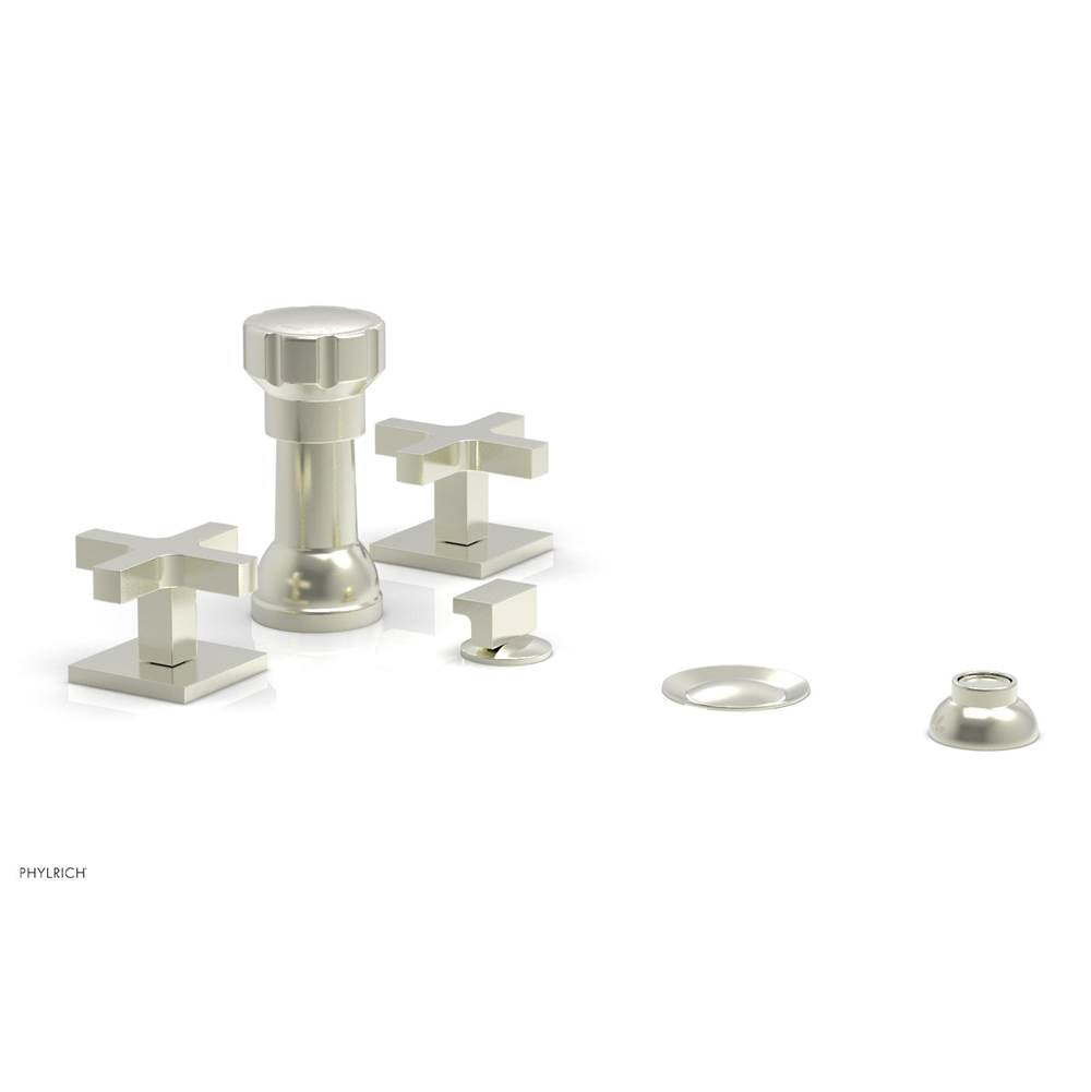 Phylrich - CROI - Four Hole Bidet Set - Cross Handles - Satin Nickel