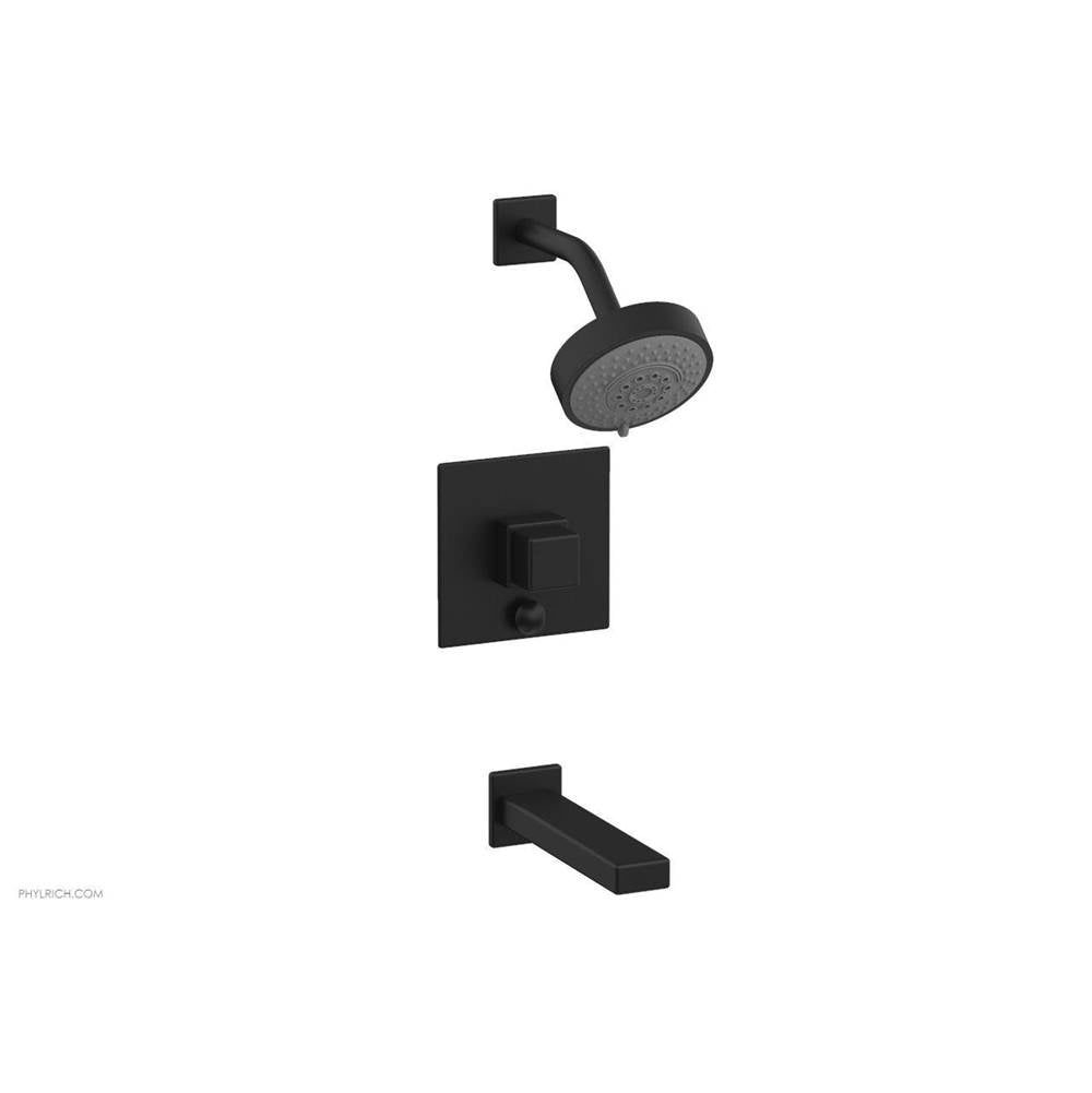 Phylrich - MIX Pressure Balance Tub and Shower Set - Cube Handle 290-29 - Satin Brass