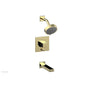 Phylrich - MIX Pressure Balance Tub and Shower Set - Cube Handle 290-29 - French Brass