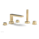 Phylrich - Deck Tub W H/S, Cube - Satin Brass