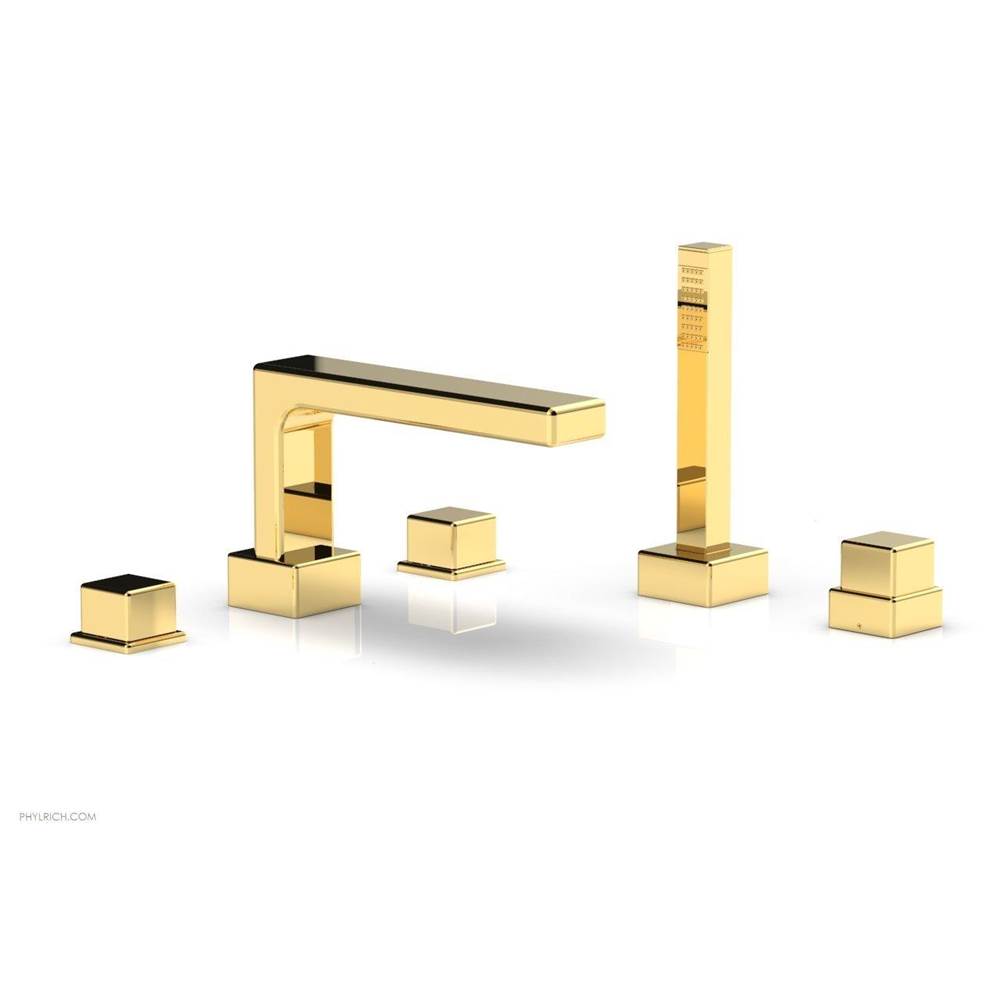 Phylrich - Deck Tub W H/S, Cube - Polished Gold