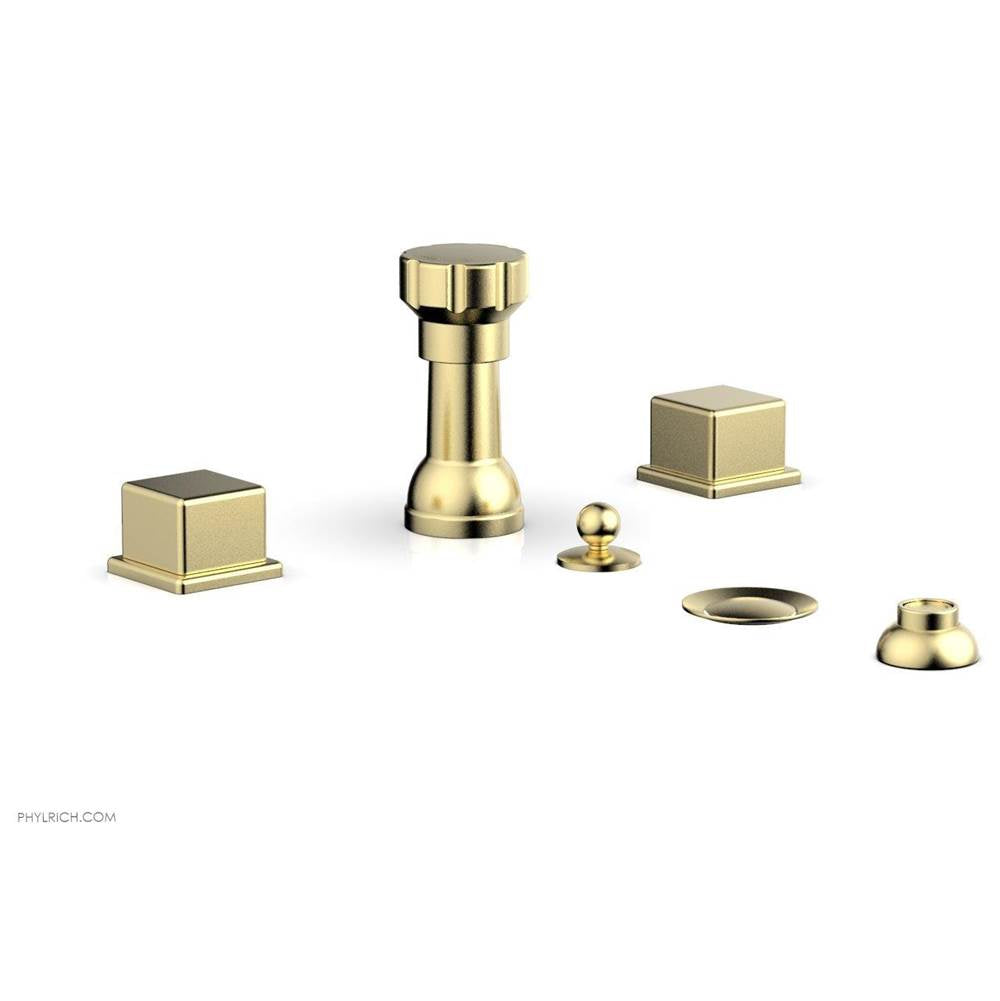 Phylrich - 4 Hole Bidet Cube Hdl - Polished Brass Uncoated