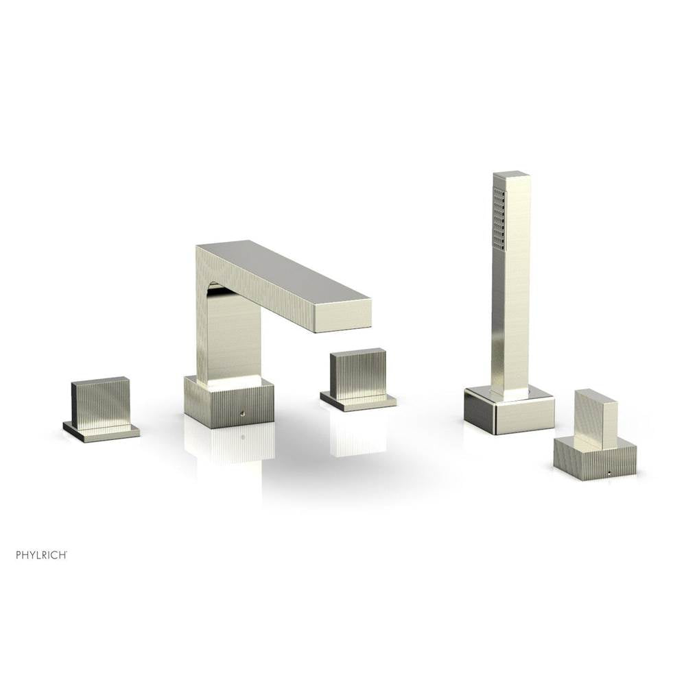 Phylrich - STRIA Deck Tub Set with Hand Shower Blade Handles 291-48 - Polished Brass