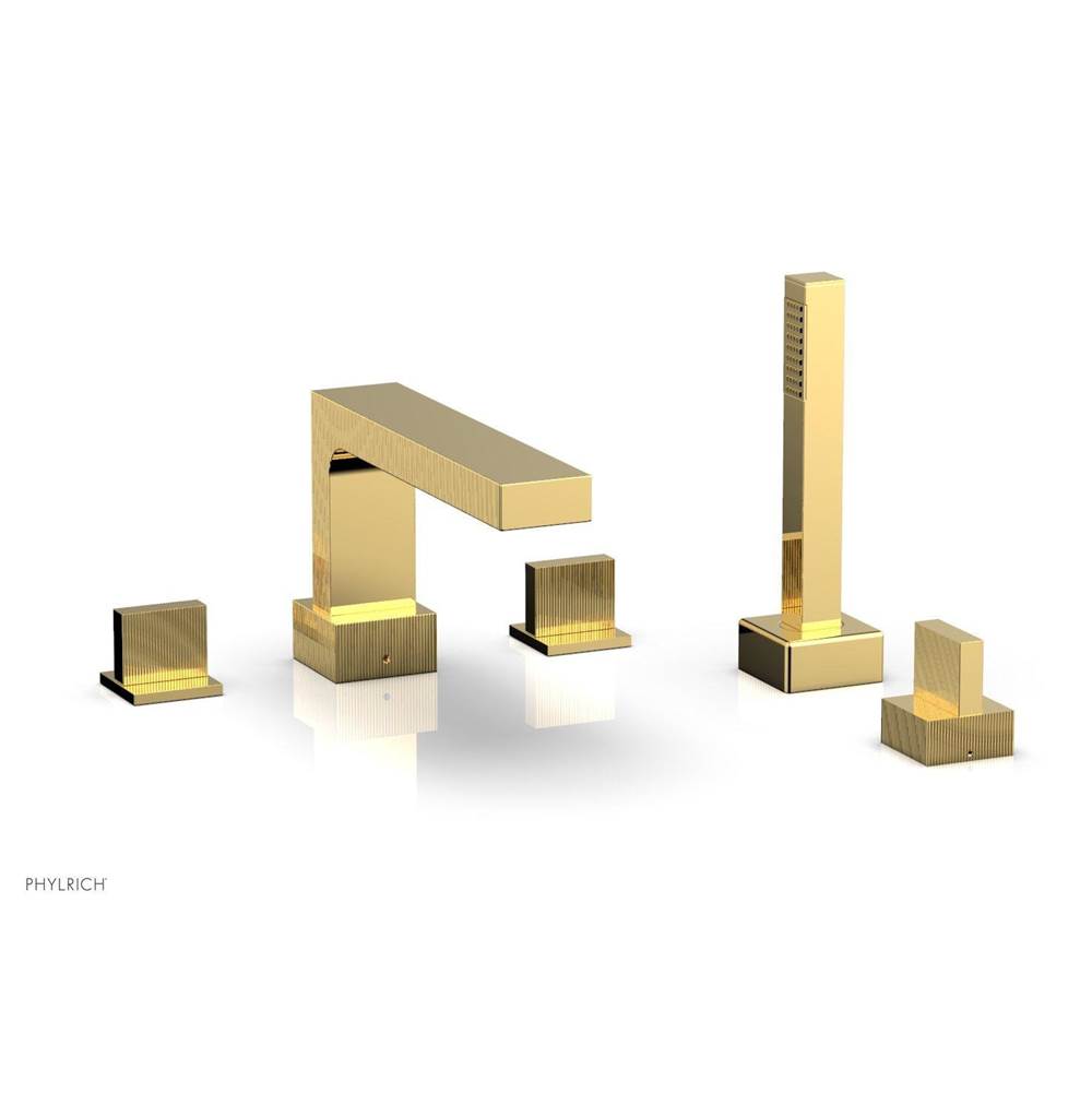 Phylrich - STRIA Deck Tub Set with Hand Shower Blade Handles 291-48 - Satin Gold