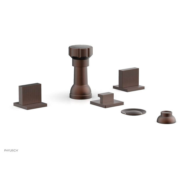 Phylrich - 4 Hole Bidet Set, Blade  Hdl, Stria Series - Weathered Copper