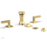 Phylrich - Four Hole Bidet Set  Lever Hdls, Stria - Burnished Gold