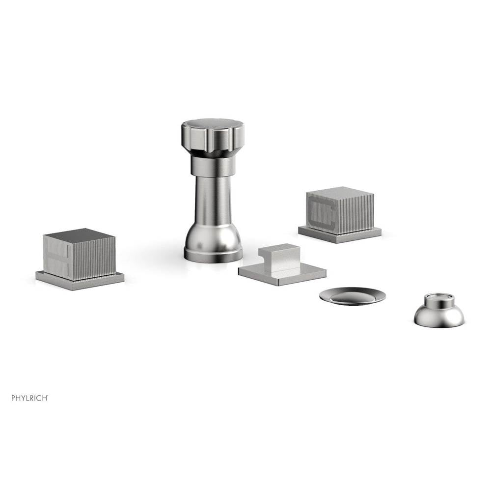 Phylrich - 4 Hole Bidet Set, Cube - Satin chrome
