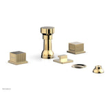 Phylrich - 4 Hole Bidet Set, Cube - Satin Brass