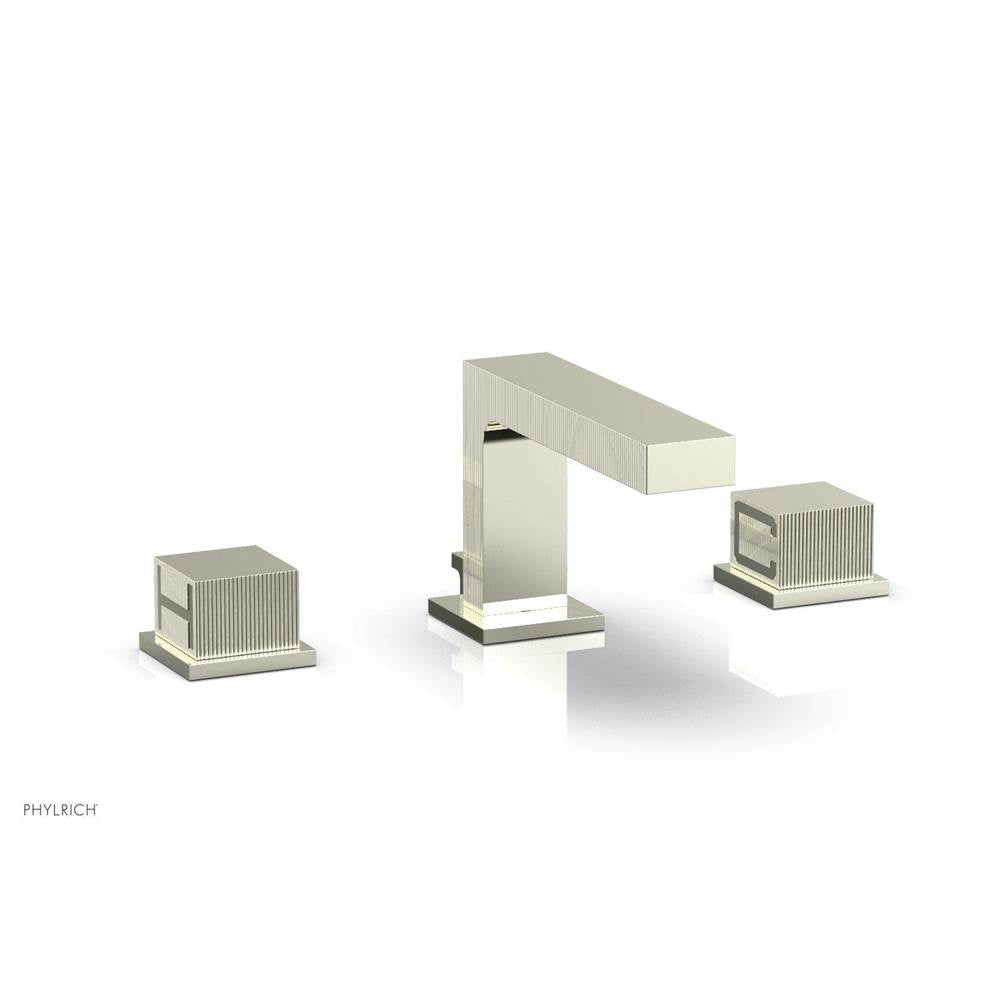 Phylrich - STRIA Widespread Faucet Cube Handles 291L-04 - Polished Brass Uncoated