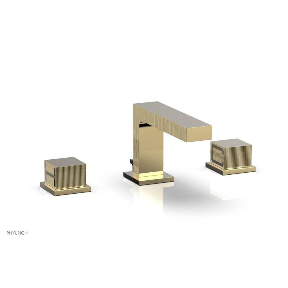 Phylrich - STRIA Widespread Faucet Cube Handles 291L-04 - Old English Brass