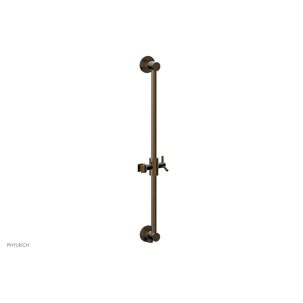 Phylrich - Antique Brass Modern 24'' Handshower Slide Bar With Holder And Integrated Outlet - Antique Brass