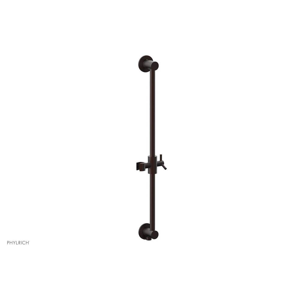 Phylrich - Weathered Copper Modern 24'' Handshower Slide Bar With Holder And Integrated Outlet - Weathered Copper