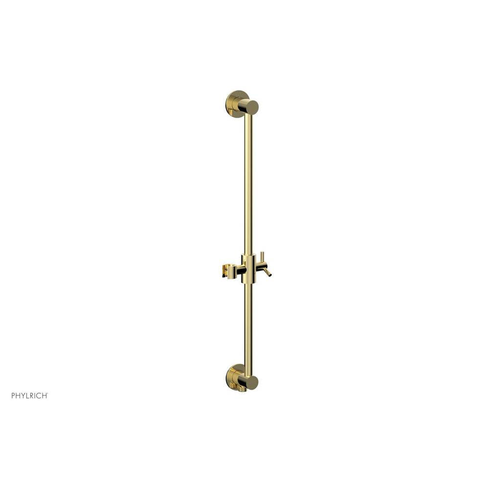 Phylrich - Polished Brass Modern 24'' Handshower Slide Bar With Holder And Integrated Outlet - Polished Brass
