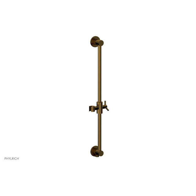 Phylrich - French Brass (Living Finish) Modern 24'' Handshower Slide Bar With Holder And Integrated Outlet - French Brass
