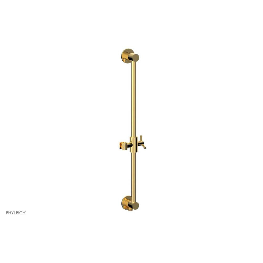 Phylrich - Polished Gold Modern 24'' Handshower Slide Bar With Holder And Integrated Outlet - Polished Gold