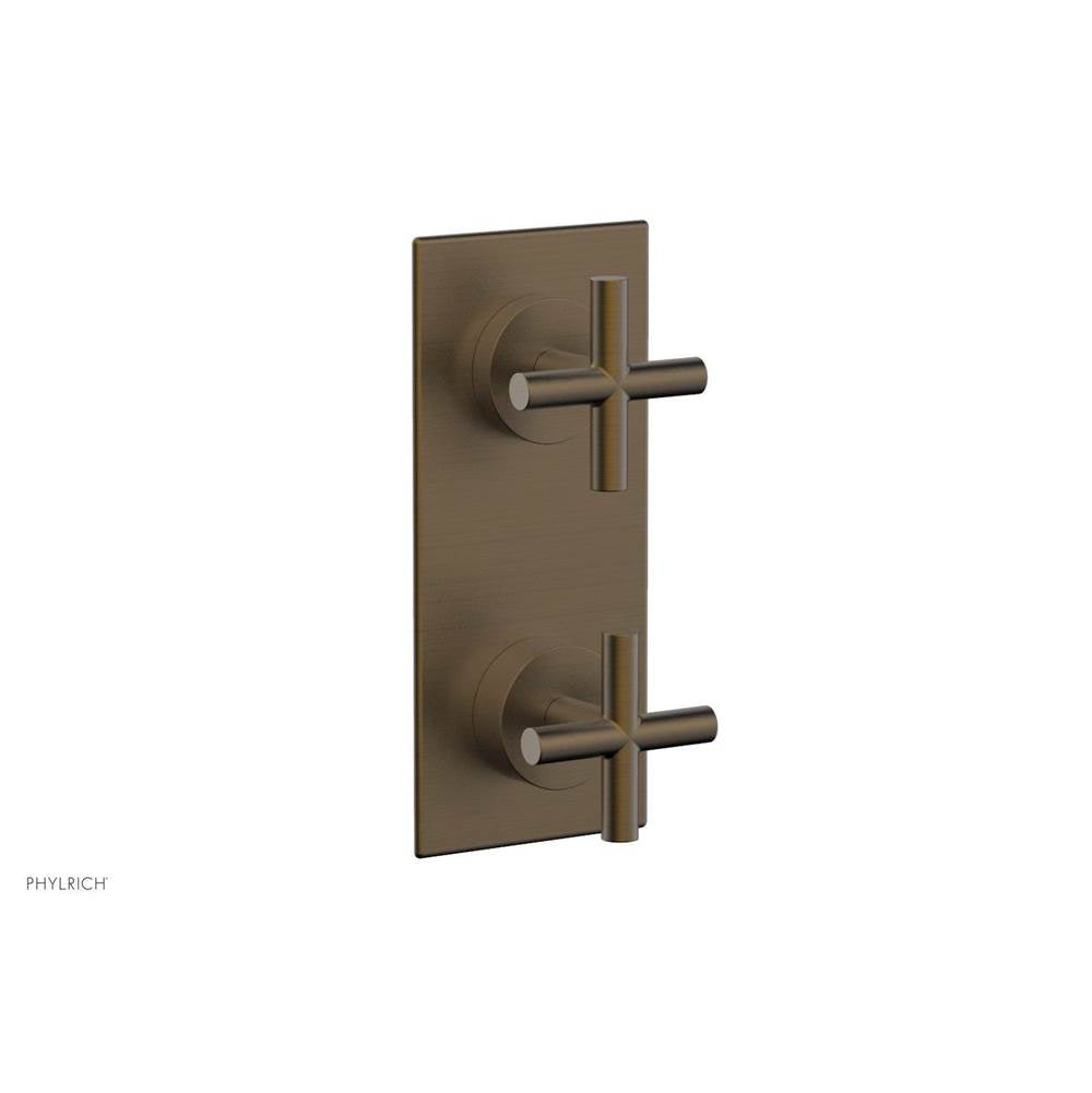 Phylrich - TRANSITION - 1/2'' Thermostatic Valve with Volume Control or Diverter, Cross Handles 4-012 - Old English Brass
