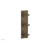 Phylrich - TRANSITION -  1/2'' Thermostatic Valve with Two Volume Control, Cross Handles 4-029 - Old English Brass