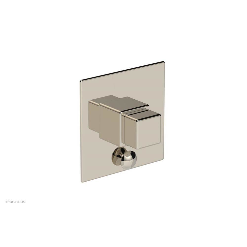 Phylrich - MIX Pressure Balance Shower Plate with Diverter and Handle Trim Set - Cube Handle 4-110 - Polished Brass